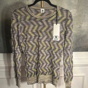 NWT M Missoni Multicolor Zigzag Knit Top